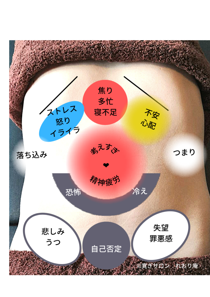 内臓にたまる負の感情の位置を表します